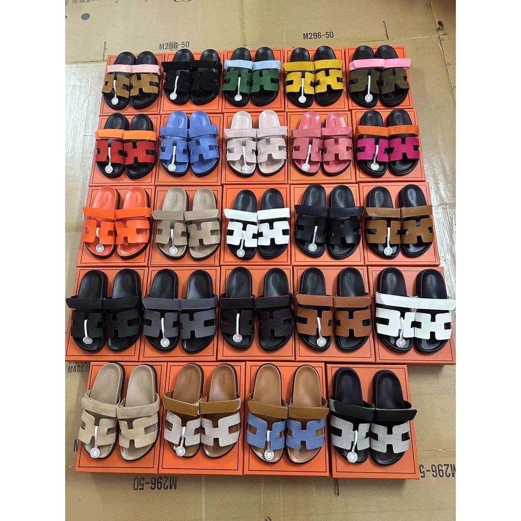 รองเท้าแตะ Hermes ทรงใหม่ฤดูร้อน สวมใส่ง่าย หนัง suede ลายจระเข้