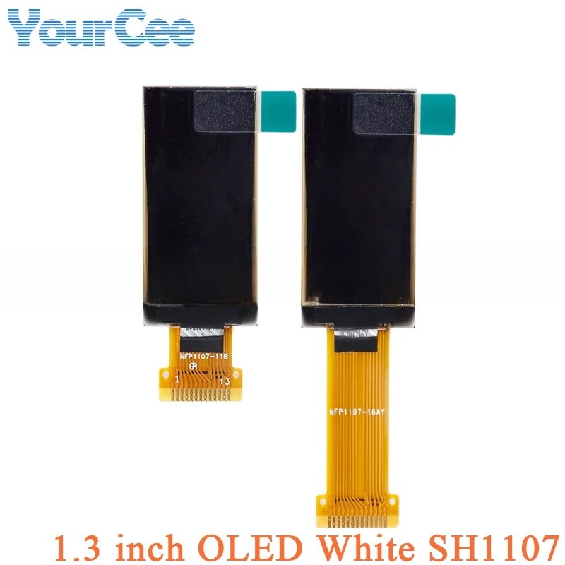 1.3 "1.3 นิ้ว OLED LCD หน้าจอแนวตั้งจอแสดงผลสีขาว SPI/IIC I2C SH1107 128*64 128X64