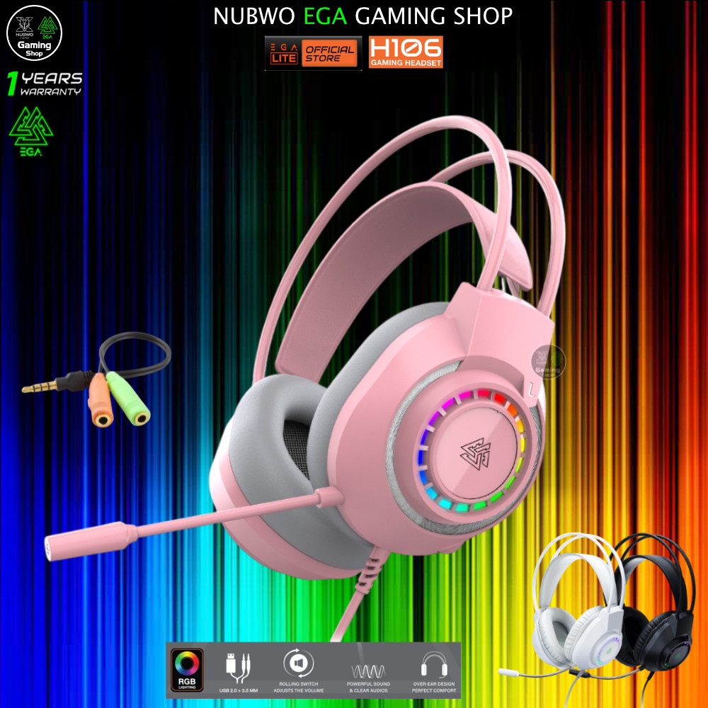 🎮 GAMING NUBWO EGA LITE H106 HEADPHONE หูฟังเกมมิ่ง Gaming Headset LED Lighting มีไฟสายงาม