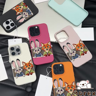 สำหรับ IPhone 17 Air 15 11 13 16 12 14 Pro Max XR X 7 16 8 Plus ภาพวาดสีน้ำมันปักลายคู่รัก นิค จูดี้ ปกสัมผัสเหมือนหนัง