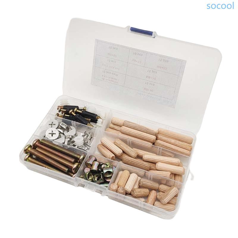 Soc* แพ็ค 95 Bolts Barrels Nuts Dowelles Hex Socket Head Cap Screws Nuts