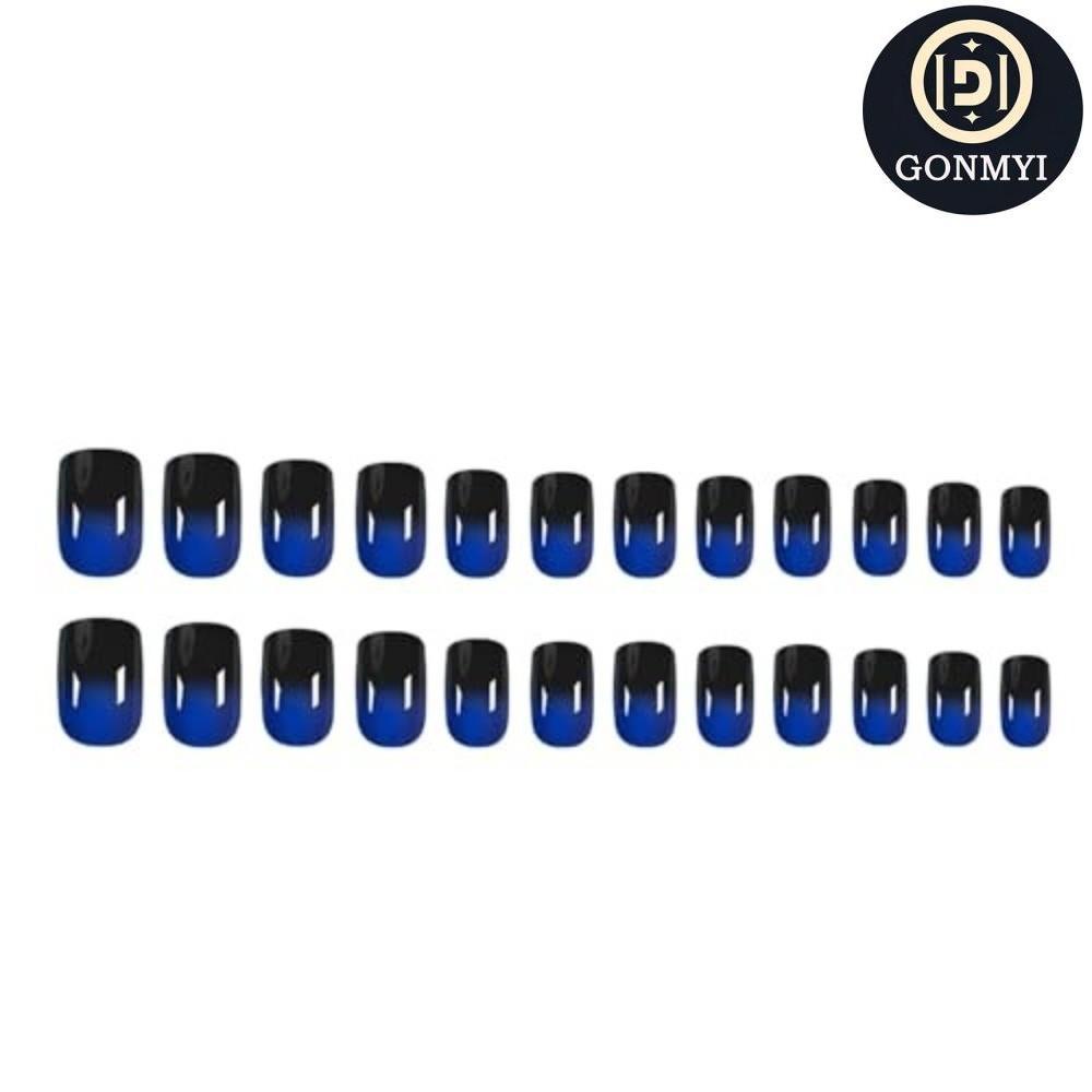 GONMYI 24 ชิ้นกดบนเล็บ, นํากลับมาใช้ใหม่เล็บชุดสั้นสแควร์คลุมทั้งหมดเล็บปลอม, ตะไบเล็บเล็บกาวเล็บ St