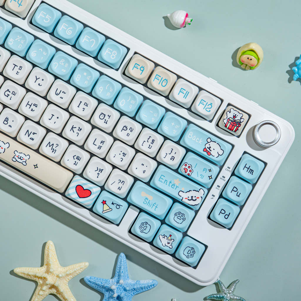 (เฉพาะปุ่มกด) Line Dog Keycap Thai MOA Profile Cute Keycaps สําหรับ 60/84/98/108 คีย์บอร์ดแบบกลไกสํา