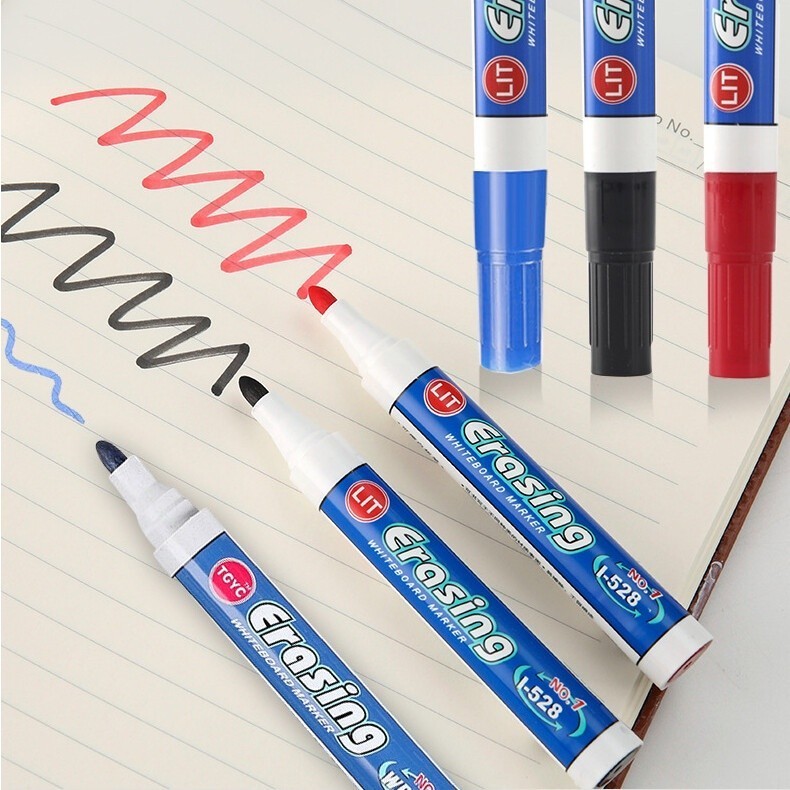 ปากกาไวท์บอร์ด ปากกามาร์กเกอร์ลบได้แบบน้ำ สีดำ แดง และน้ำเงิน ปากกาไวท์บอร์ดขนาดใหญ่สามสี พร้อมส่ง