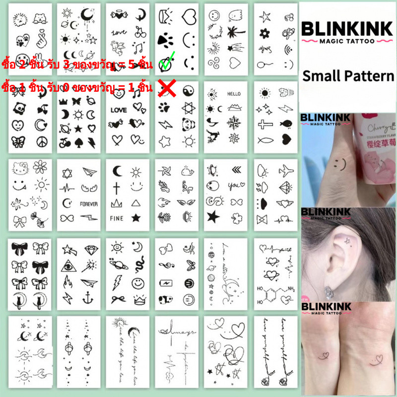บลิ้งค์ 90สไตล์รูปแบบขนาดเล็กภาษาอังกฤษการ์ตูนตัวอักษรจีนรอยสักติดทนนาน2สัปดาห์กันน้ํากึ่งถาวรสติกเกอร์รอยสักสมุนไพรเฮนน่าสักชั่วคราว