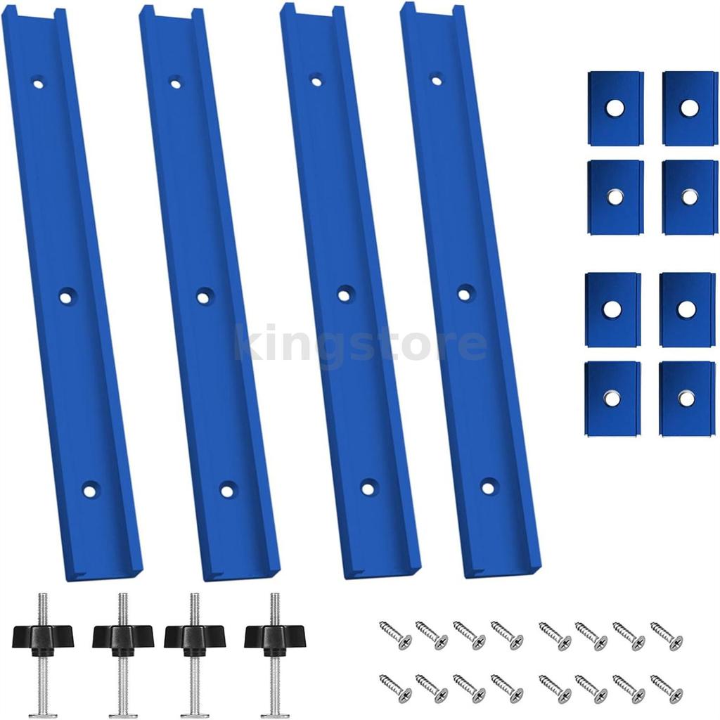 อลูมิเนียม T-Track 400 มม.สีฟ้าพร้อมสกรูแตะตัวเอง M8 จับ M8/M6 T-Track เลื่อนถั่วสําหรับงานไม้ Workb