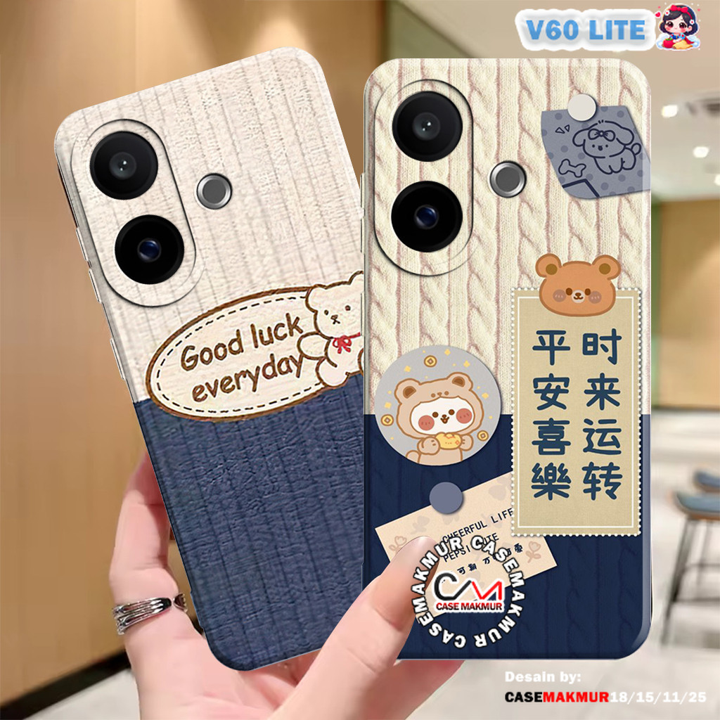 Cute Softcase Vivo V60 Lite / V50 Lite / V40 Lite - Abstract Bear Girl Case - Anti-Crack Case