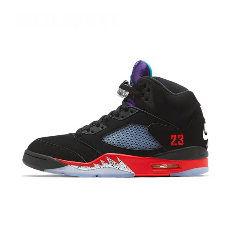 AIR JORDAN 5 RETRO TOP 3 AJ5 สีดําสีแดงสีดําสีม่วงองุ่นรองเท้าบาสเก็ตบอลต่อสู้จริง CZ1786-001