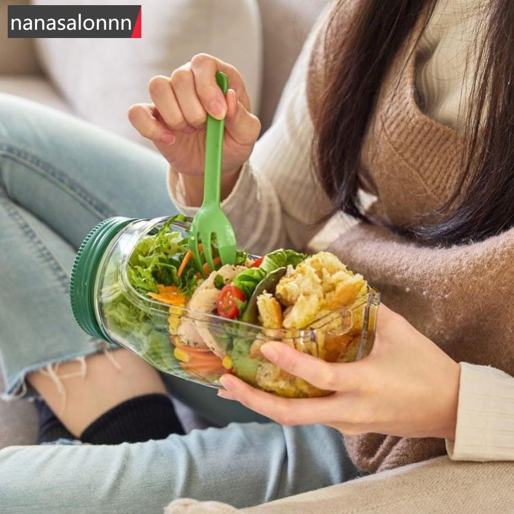 NNL สลัดพลาสติกแบบพกพา Pod Leakproof All In One สลัดคอนเทนเนอร์ด้านข้างเปิดสดกล่องเก็บผลไม้สําหรับมื