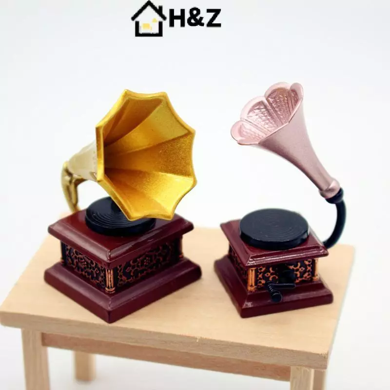 H & Z Dollhouse Vintage Phonograph Miniatures ของเล่นประดับบ้านตุ๊กตา thumbnail 4
