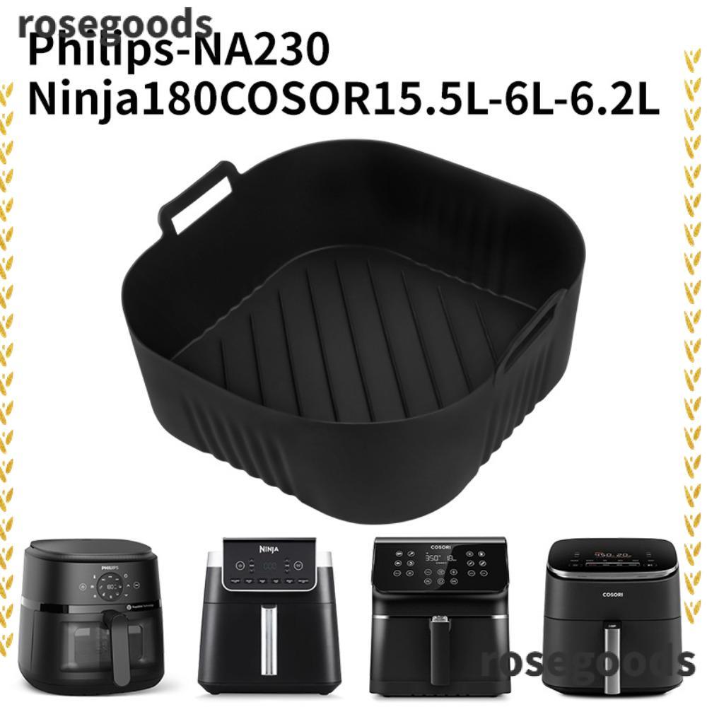ROSEGOODS Air Fryer แม่พิมพ์, 6.2L แถบกรองน้ํามัน,ซิลิโคนนํากลับมาใช้ใหม่ Air Fryer Baking Pan สําหร