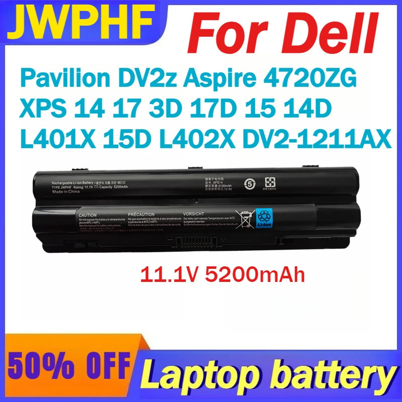 11.1V 5200mAh JWPHF แบตเตอรี่แล็ปท็อปสําหรับ Dell XPS 14 17 3D 17D 15 14D L401X 15D L402X DV2-1211AX