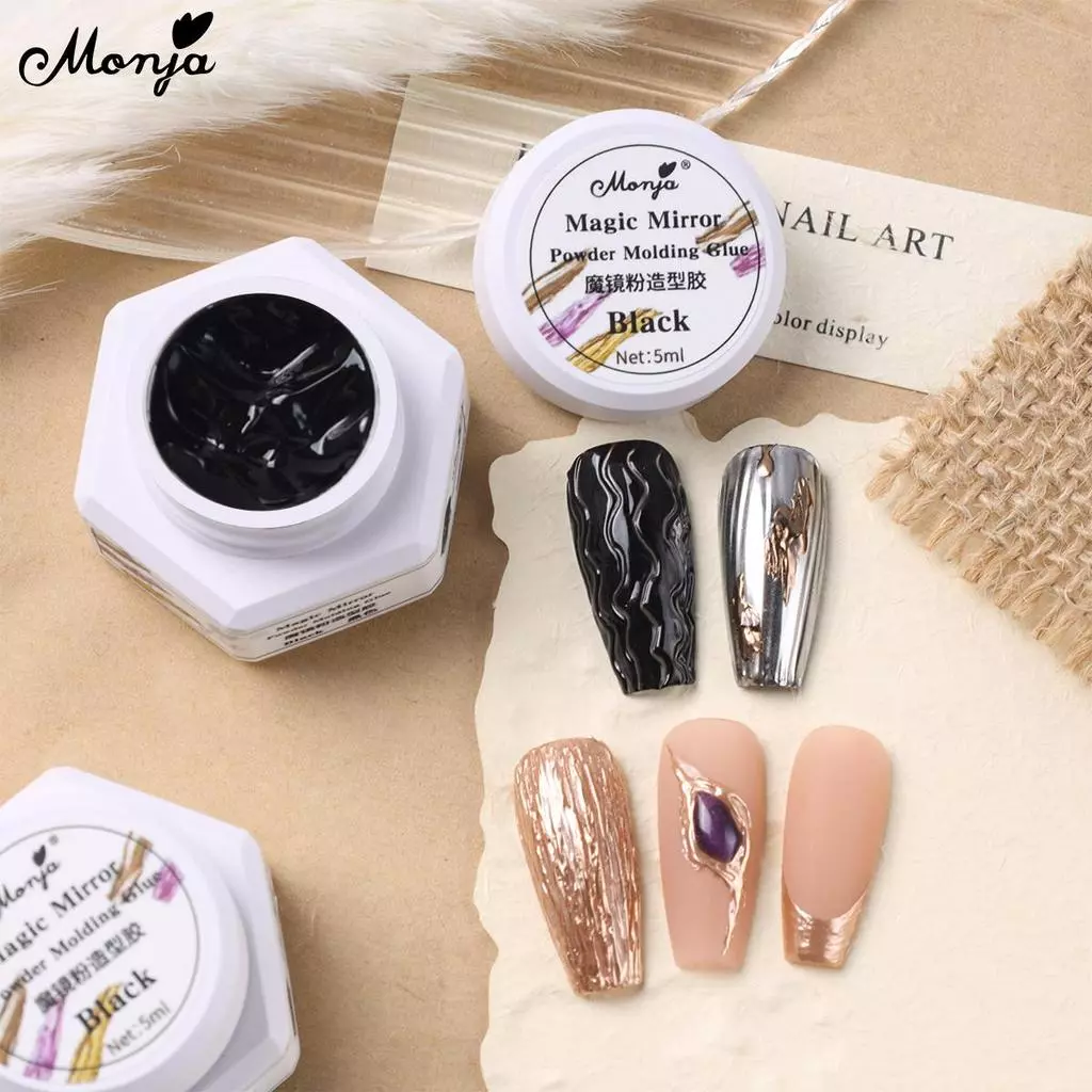 Monja UV Gel 3D 5ml สีดํา สําหรับผงกระจก thumbnail 7