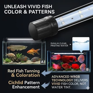 TOPOP CLUB Solar Booster Light แสงธรรมชาติ 6700K Lamp Aquarium โคมไฟตู้ปลา หลอดไฟ Submersible T8 สำหรับตู้ปลา จำลองแสงธรรมชาติ Neo Adjustable Timing
