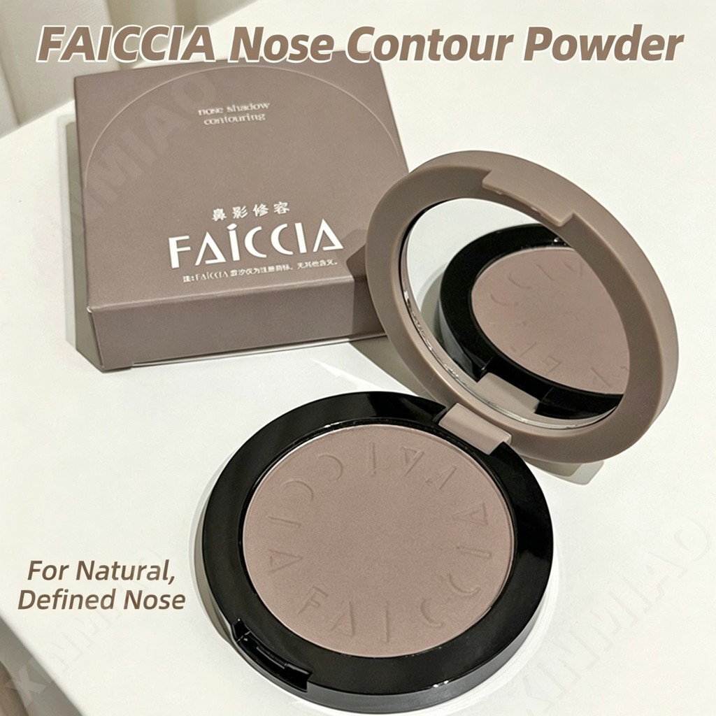 FAICCIA คอนทัวร์จมูกสีเทาซีเมนต์ 3D แมทท์ โทนเย็น ติดทนนาน ใช้ได้หลายอย่าง แป้งเส้นผม