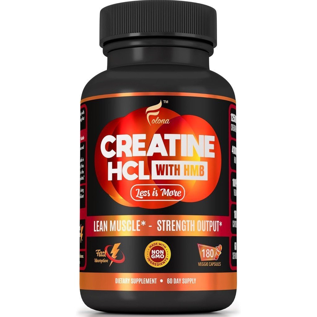 Creatine HCL Capsules with HMB - อาหารเสริมออกกําลังกายสําหรับผู้ชายและผู้หญิง, ตัวสร้างกล้ามเนื้อ, 