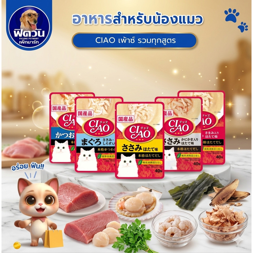 CIAO อาหารแมวซอง 40ก ** 16 ซอง ** {อาหารเปียกแมว}