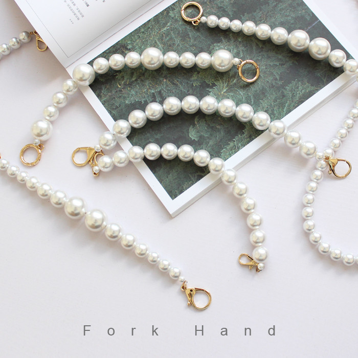 ส้อม Handmade Hand-Carry Handle Pearl Chain Bag Strap Female Bag Accessories Underarm Bag Strap Chan
