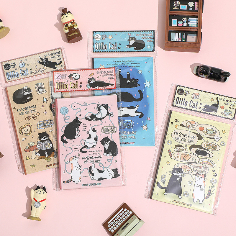 ไดลี่|150ชิ้น/โน๊ตบุ๊คน่ารักสนุกลูกแมวรวมกันบันทึกเหนียวสํานักงานการเรียนรู้โน๊ตบุ๊คกระดาษโน้ตโน๊ตบุ๊คนักเรียน ทําเอง บันทึกย่อ