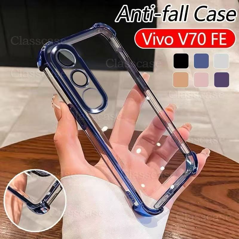 01เคสใสขอบสี ปกป้องเลนส์กล้อง กันรอยกันกระแทก สำหรับ VIVO V70FE V70 V60 V60Lite V50 V50Lite V40 V40pro V29 V27 V27pro พร้อมส่ง