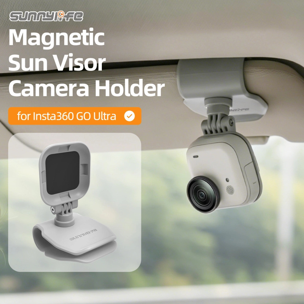 Sunnylife For Insta360 GO Ultra ขายึดแม่เหล็ก, คลิปยึดบังแดดรถยนต์, ร่างกายสามารถหมุนได้ 360 °,พิทช์180 °,พลิกและพับได้อย่างอิสระ