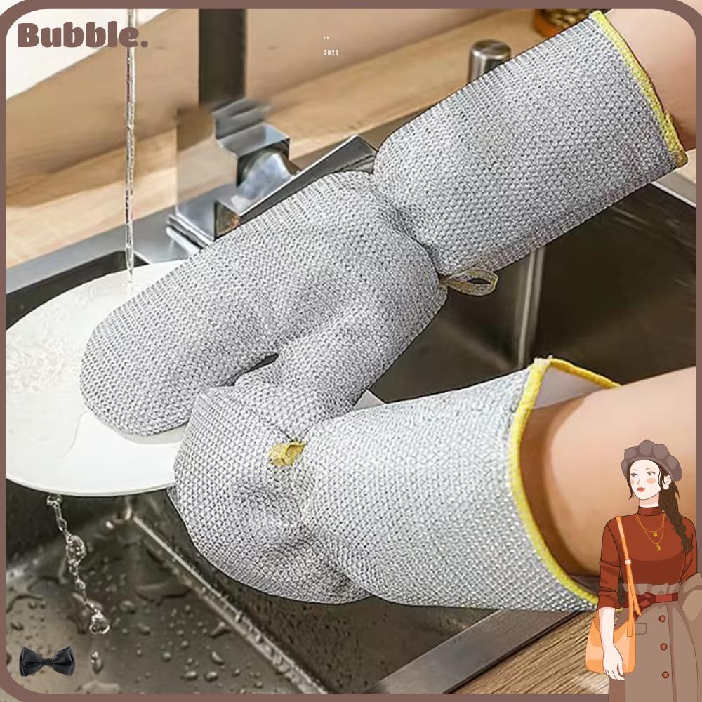 ถุงมือล้างจานหนากันน้ำคุณภาพสูง ยาว 34 ซม. สำหรับทำความสะอาดบ้าน แปรงลูกลวดเหล็ก
