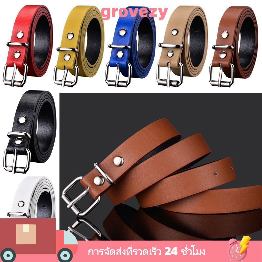 GROVEZY เข็มขัดหนังเด็กชายหญิง Retro Vintage สายรัดเอวบาง