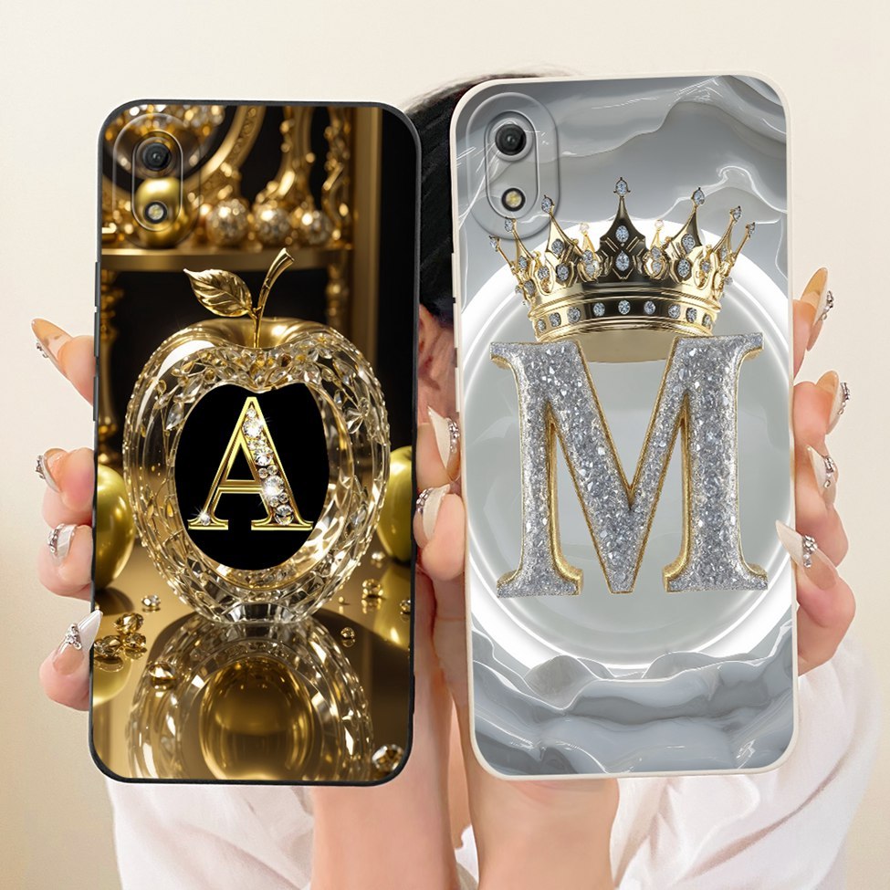 สําหรับ Huawei Y6 Pro 2019 กรณีความงามหรูหรา AZ ตัวอักษรแฟชั่น Crown 2D ทาสีปลอก MRD-LX2