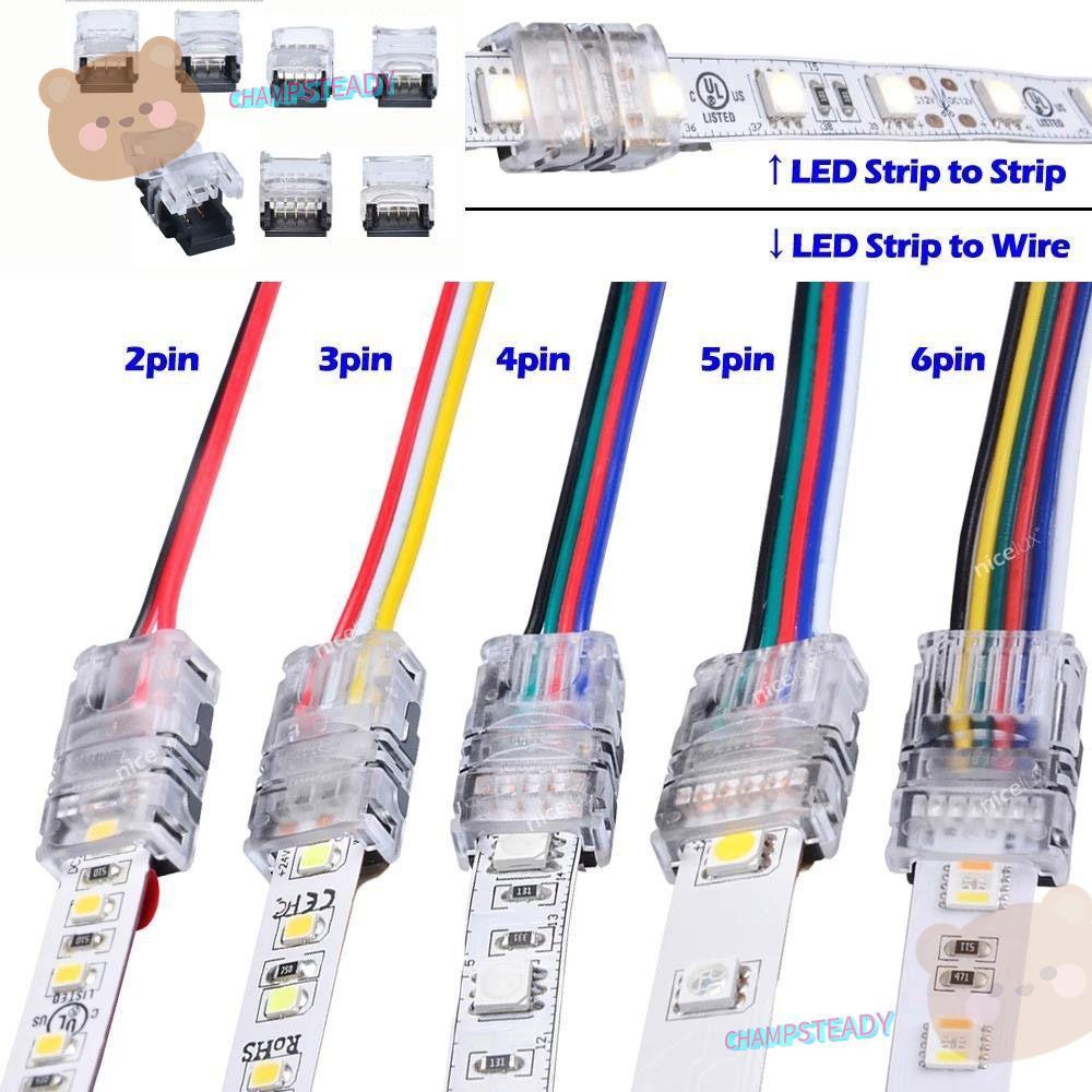 CHAMPSTEADY LED Strip Connector สําหรับ RGBW RGBWW 3528 LED Strip to Wire Terminal Splice การเชื่อมต่อสายไฟ