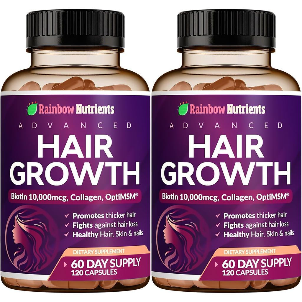 (2Costume)WomensHairGrowthVitamins|ไบโอติน10,000ไมโครกรัม,คอลลาเจน,สิทธิบัตรOptim,goMCT®，®เลื่อยต้นป