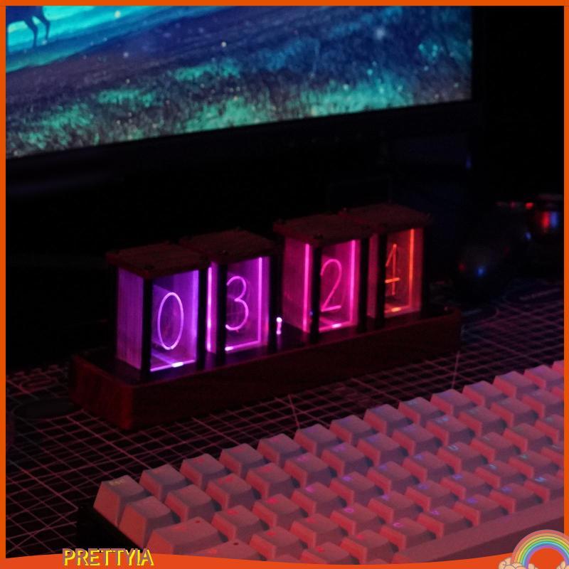 [PrettyiaPH] นาฬิกาหลอด Nixie นาฬิกามัลติฟังก์ชั่นหลากสีปรับอิเล็กทรอนิกส์นาฬิกาปลุกสร้างสรรค์ Nixie