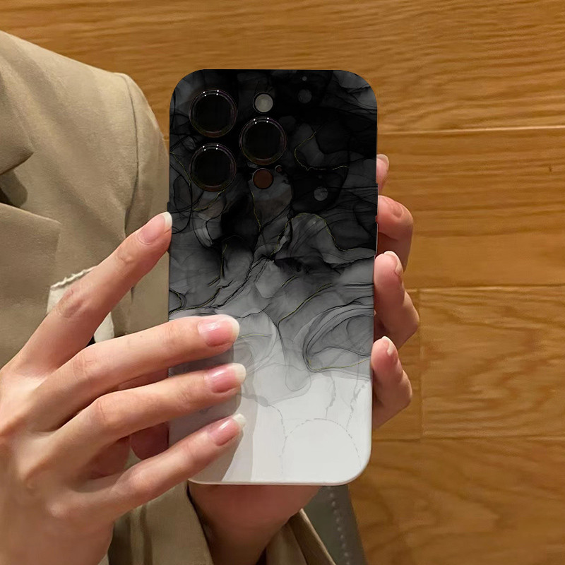 สไตล์จีนเหมาะสําหรับ vivo iqoo 9pro สีดําสีขาวหมึกภาพวาดเคสโทรศัพท์ iqoo10 16 8 12 neo6 5s 13 หนังเม