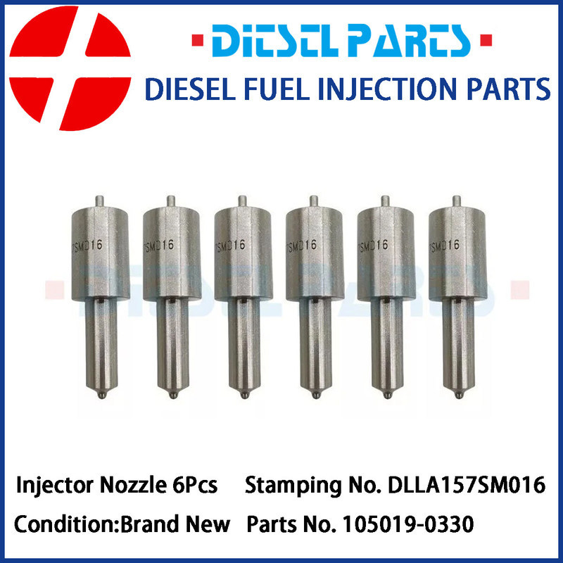 หัวฉีดหัวฉีดน้ํามันเชื้อเพลิง 6 ชิ้น 105019-0330 DLLA157SM016 สําหรับ Mitsubishi Fuso Super Great 8M