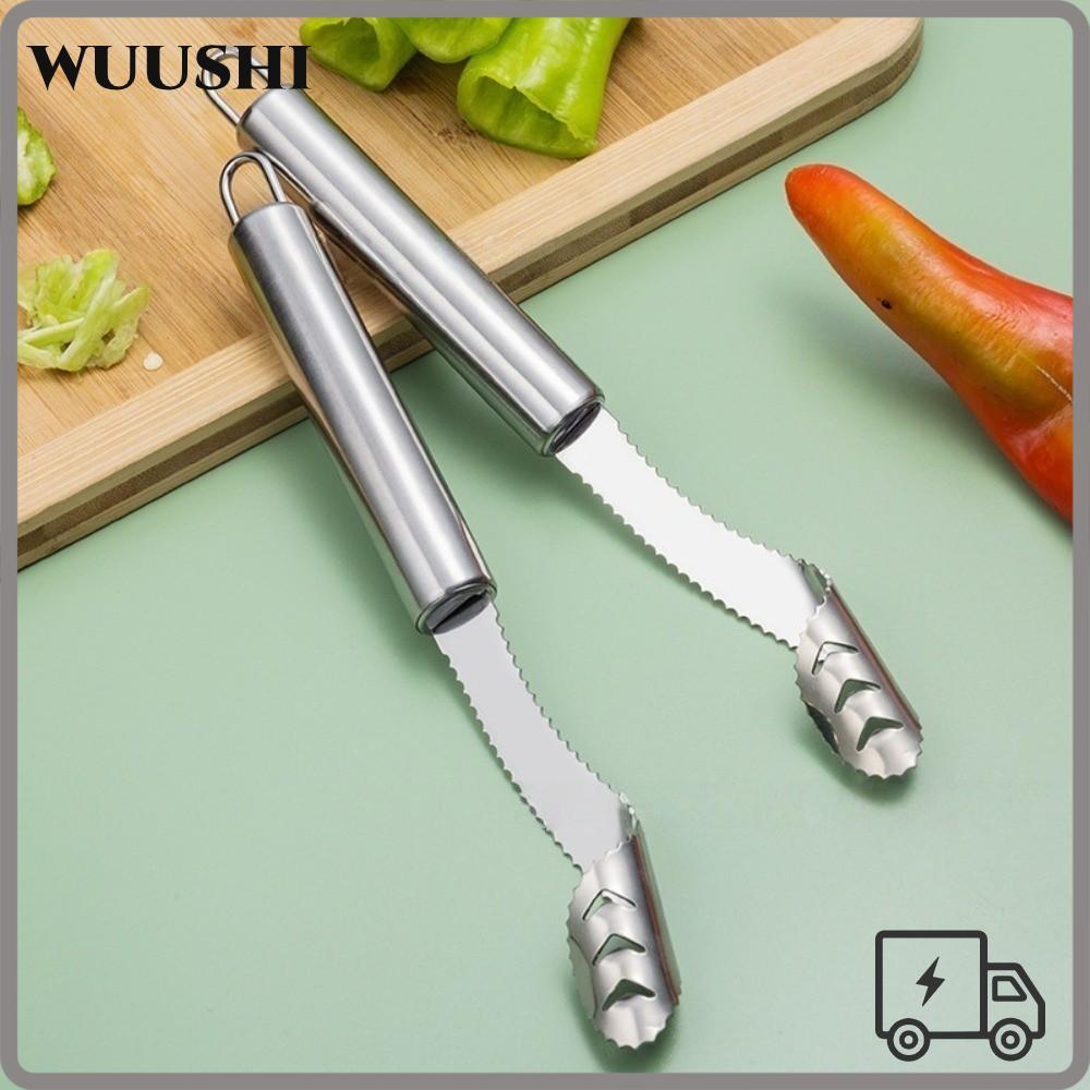 WUSHI Jalapeno Corer Remover, สแตนเลสหยัก Slice Pepper Corer Remover, ทนทานสะดวกมัลติฟังก์ชั่ Effect
