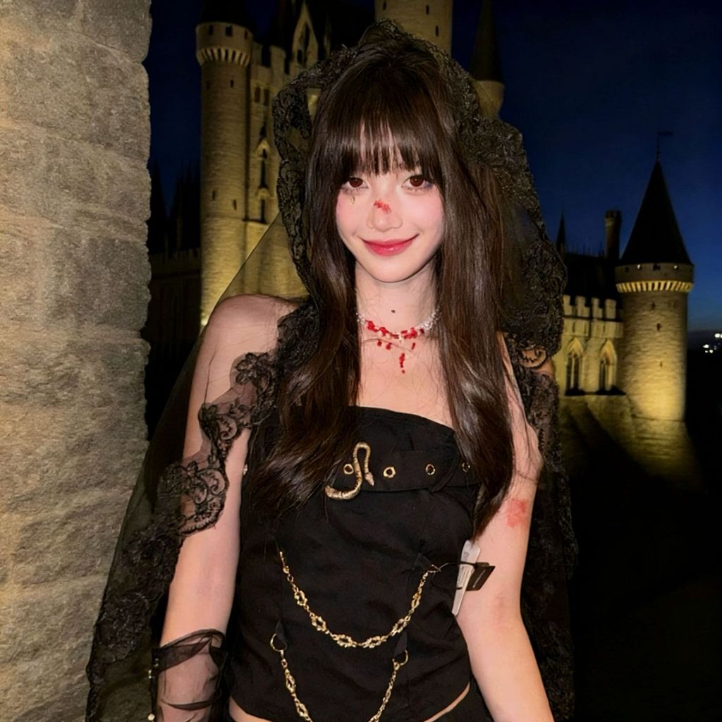 [คําแนะนําร้านค้า] ผ้าคลุมหน้าลูกไม้สีดําฮาโลวีน cos Headwear Y2k Gothic Virgin Mary Ghost เจ้าสาวผ้