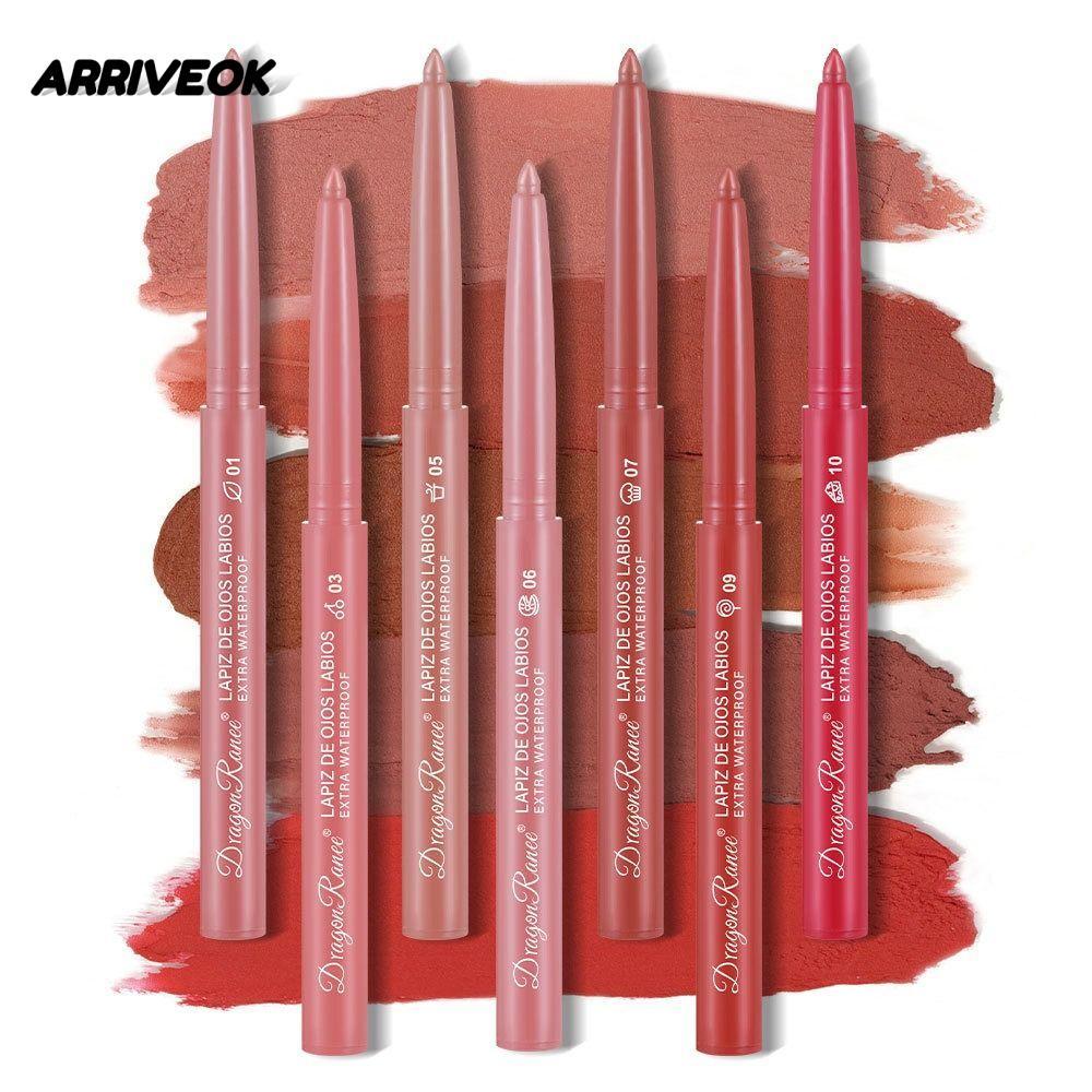 ARRIVEOK Lip Liner, Velvet Waterproof Lipliner Pencil, Matte Natural Outline Lip Contour Line Velvet