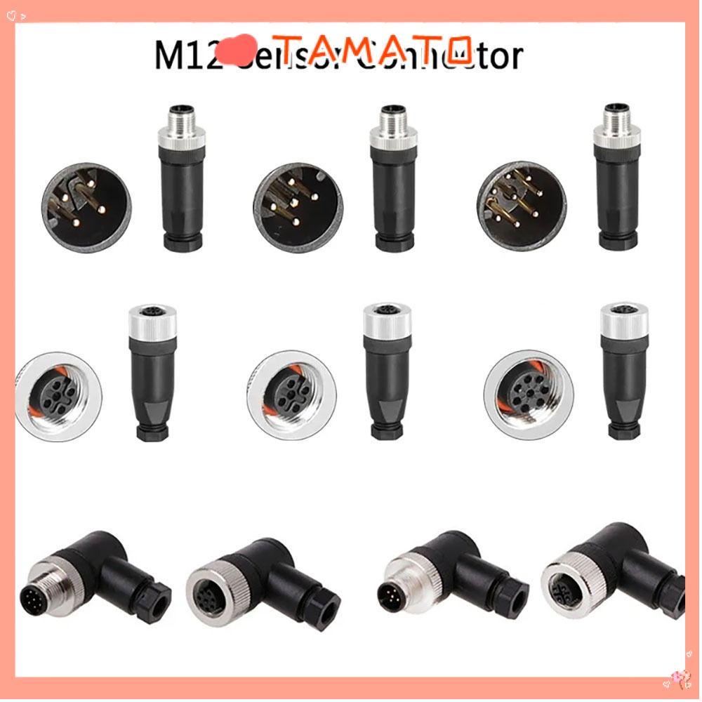 TAMATO M12 ปลั๊กการบิน, 4 5 8 Pin Connector M12 Sensor Connector,ประเภทเซนเซอร์ปลั๊กตรงชายหญิงซ็อกเก