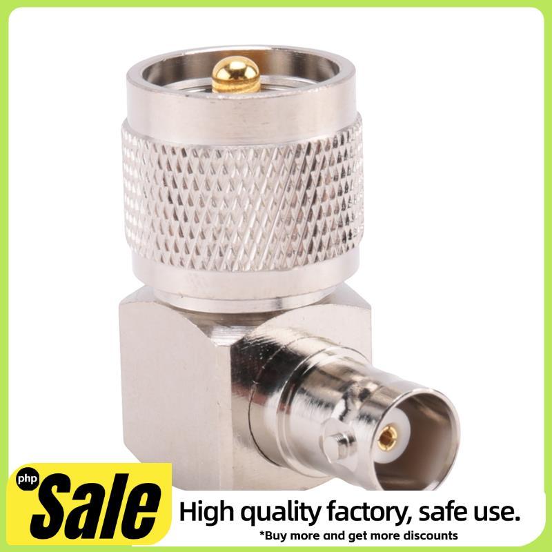 UHF PL259 -259 ขั้วต่ออะแดปเตอร์มุมขวาหญิง BNC สีเงิน