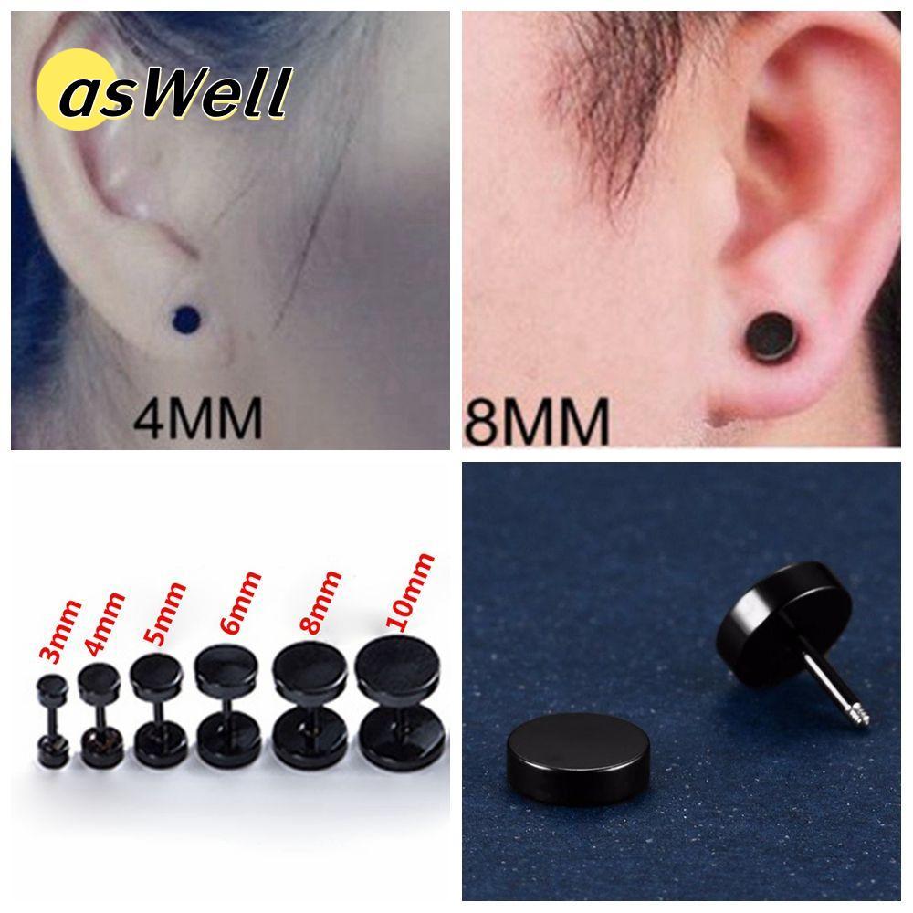 ASWELL 1 คู่หูสตั๊ดเครื่องประดับสีดําปลั๊กเครื่องทําความร้อนสแตนเลส