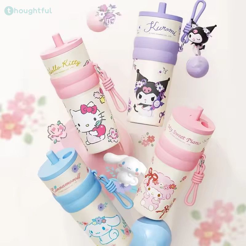 แก้วน้ำเย็นแบบมีหลอดดูด ลายการ์ตูน Hello Kitty Kuromi ขนาด 710 มล. ขวดน้ำพกพาขนาดใหญ่ ลายการ์ตูน Nick Wilde Judy TH