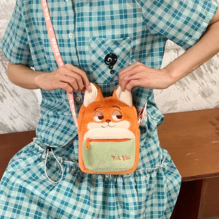 กระเป๋าใบเล็ก กระเป๋า crossbody กระเป๋าสะพายข้างแฟชั่น น่ารัก กระต่ายและจิ้งจอก รูปแบบการ์ตูน