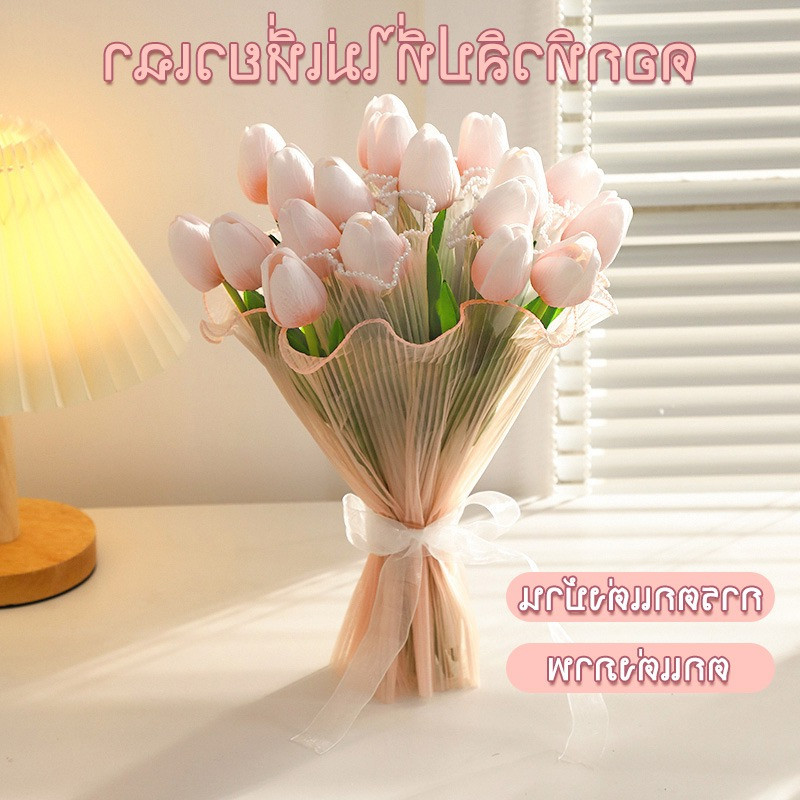ของตกแต่งบ้านสไตล์โมเดิร์น ดอกทิวลิป ดอกไม้ปลอมเหมือนจริง สำหรับตกแต่งโต๊ะกลางห้องนั่งเล่น