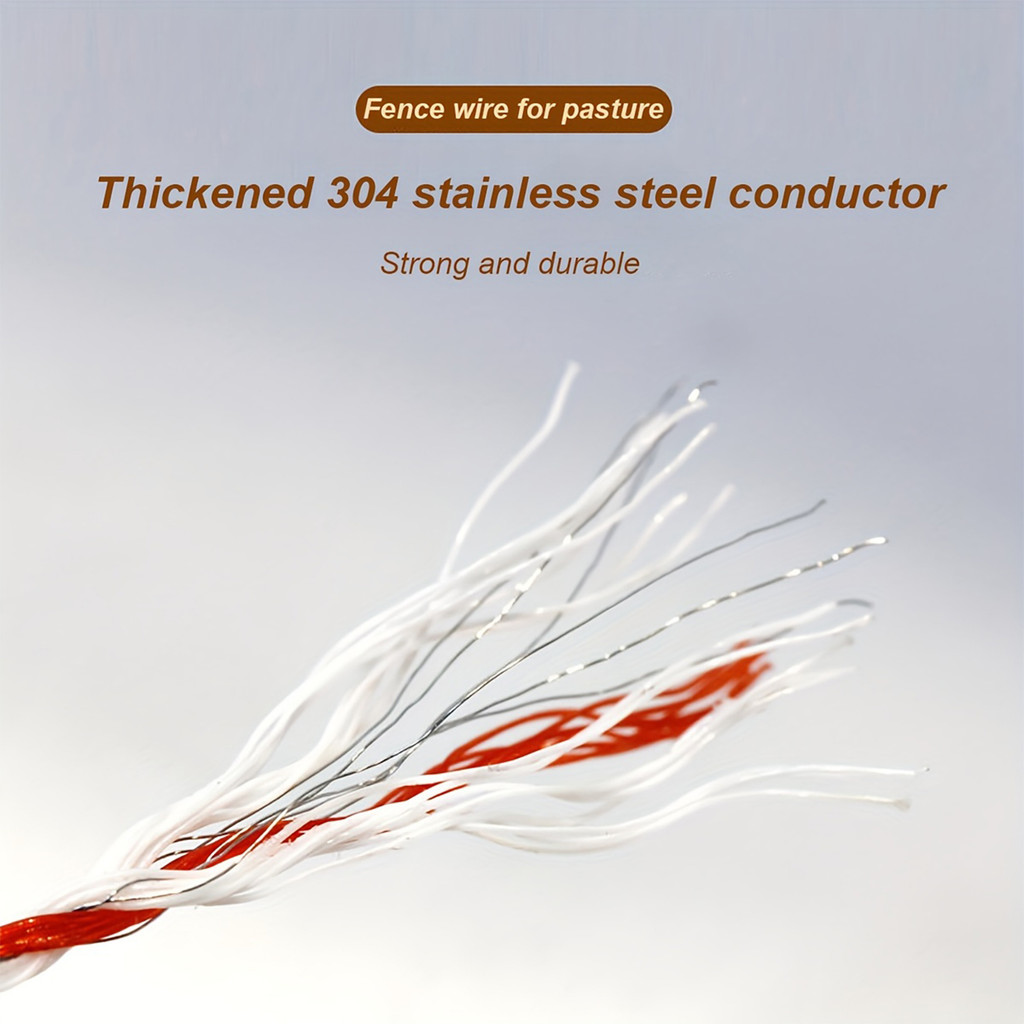 เชือกรั้วไฟฟ้า (ขาวแดง) 1 ม้วน เหล็ก 6เส้น ขนาด 0.15มิล ยาว 500เมตร ลวดล้อมวัว เชือกล้อมวัว รั้วไฟฟ้า - รูปที่ 2