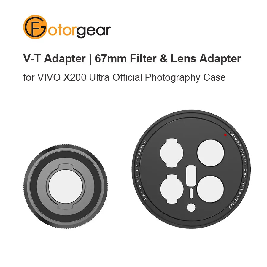 Fotorgear V ถึง T Mount เลนส์อะแดปเตอร์สําหรับเลนส์ Telephoto 2.35x / 67 มม.และแผ่นอะแดปเตอร์เลนส์สําหรับ Vivo X200 Ultra การถ่ายภาพกรณี