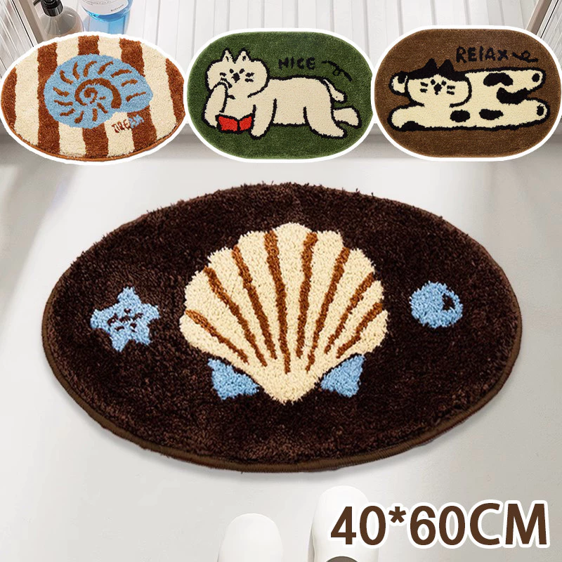 พรม 40*60cm พรมปูพื้น รูปแบบการ์ตูนน่ารัก นิ่มสบาย ดูดซับน้ำได้ดี เหมาะสำหรับห้องนั่งเล่นและห้องนอน