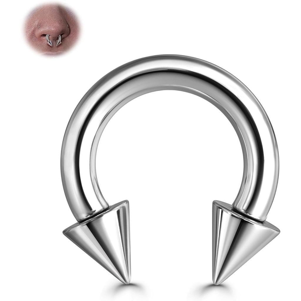 BodyBonita G23 แหวน Septum ขนาด 00-12G ทรง horseshoe circular barbell สินค้าจากไทเทเนียมคุณภาพสูง เห