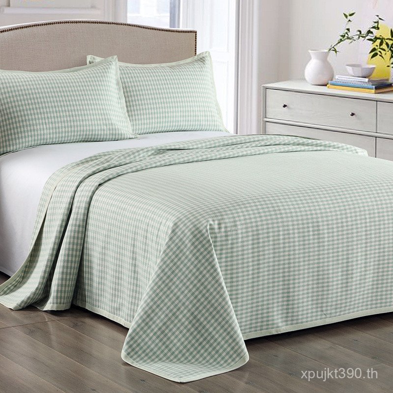 Simple ผ้าลินินผ้าลินินผ้าลินินบริสุทธิ์ 1.8m เสื่อผ้าไหมน้ําแข็งชุดสามชิ้นผ้าปูที่นอนช่องเปลคู่ ZM6