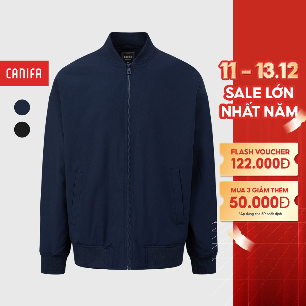 CANIFA เสื้อแจ็คเก็ตบอมเบอร์แบบแอคทีฟสําหรับผู้ชายพร้อมแขนยาวและคอปกเปิดลงพื้นฐาน 8OT25W026 NEW MODE