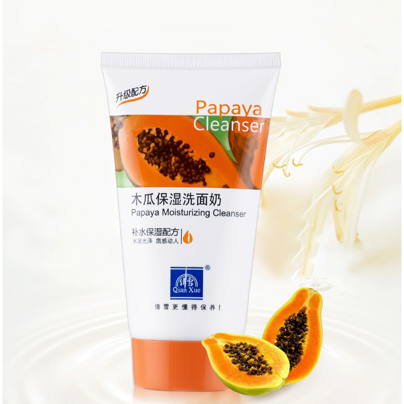 Qianxue Papaya Facial Cleanser ทําความสะอาดล้ําลึก Moisturizing Refreshing Facial Cleanser ผู้ชายผู้