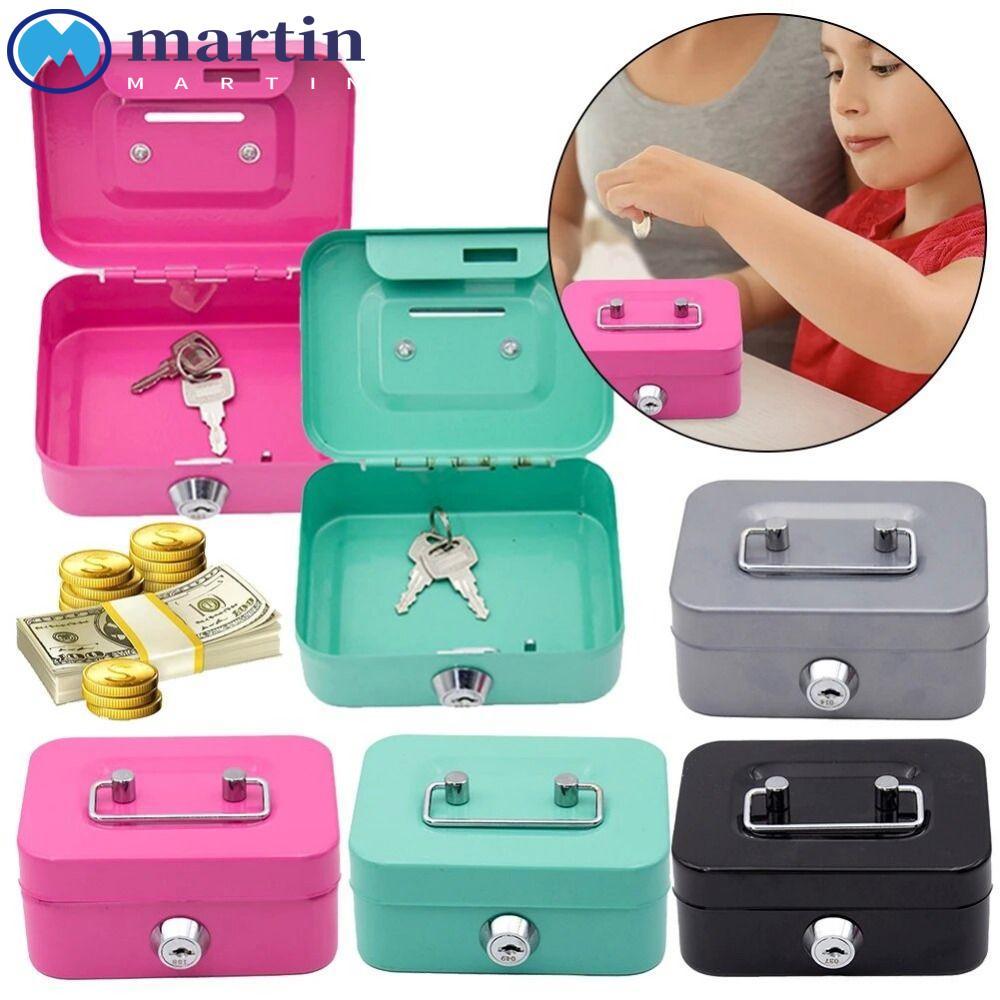 MARTIN ตู้เซฟเงิน,มีกุญแจ Mini Locking Cash Box, Coin Box Metal Portable with Handle Storage Box Coi